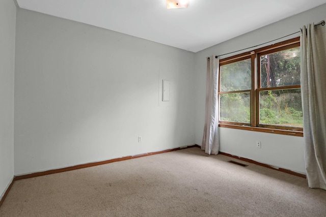 spare room with plenty of natural light and light colored carpet