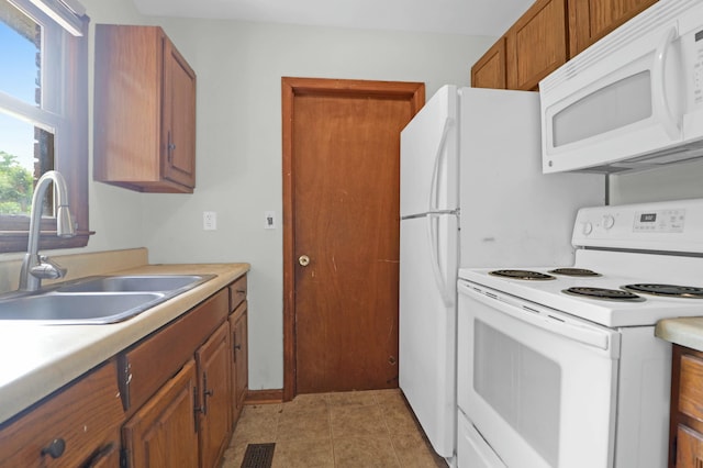 kitchen featuring sink and white appliances