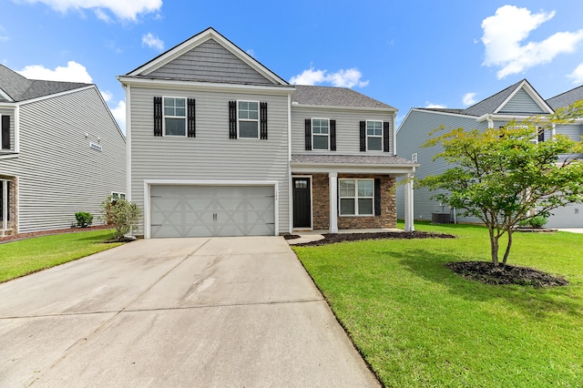 158 Netherfield Dr, Summerville, SC 29486 - view of front of house featuring driveway, a front lawn, an attached garage, and roof with shingles