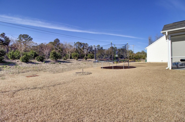 view of yard featuring a trampoline