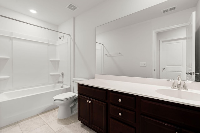 341 Witch Hazel St, Summerville, SC 29486 - bathroom featuring toilet, vanity, shower / tub combination, and tile patterned flooring