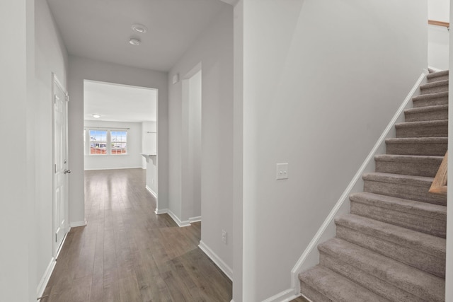 341 Witch Hazel St, Summerville, SC 29486 - hall with wood finished floors, stairs, and baseboards