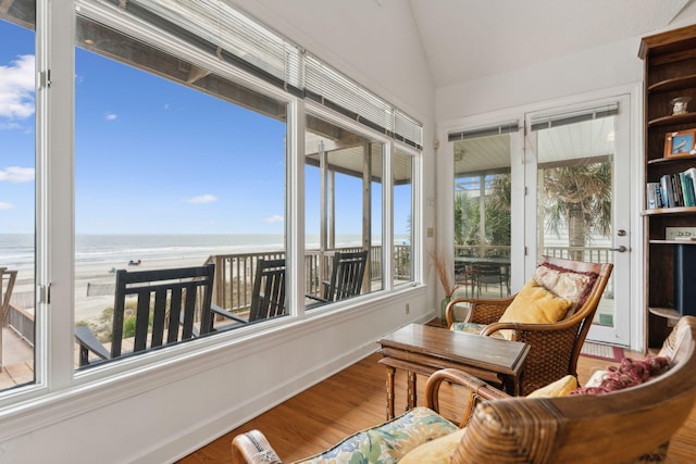 505 E Arctic Ave, Folly Beach, SC 29439 - sunroom / solarium with lofted ceiling, a water view, and wood finished floors
