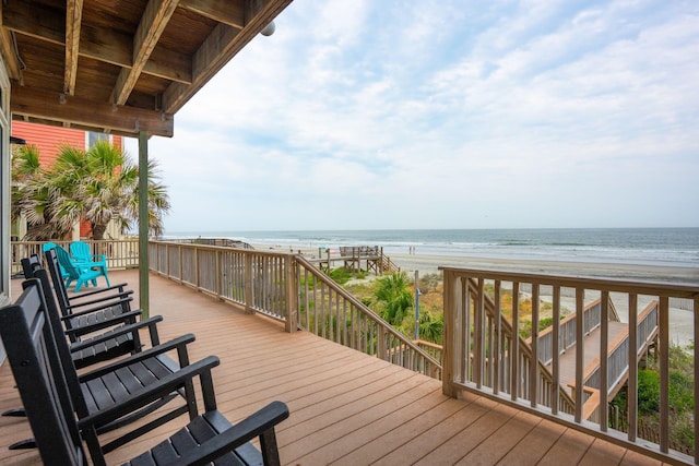 505 E Arctic Ave, Folly Beach, SC 29439 - wooden deck with view of water and beach