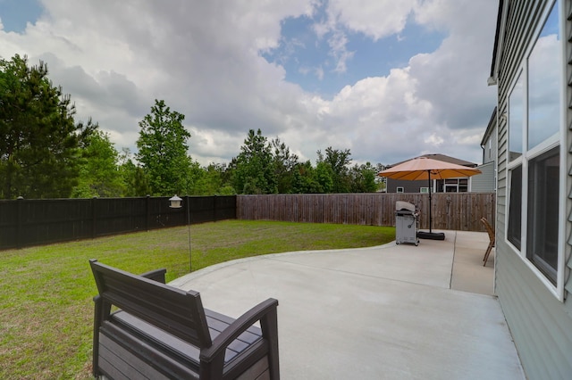 view of patio featuring a fenced backyard