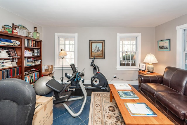 interior space with plenty of natural light and tile patterned flooring