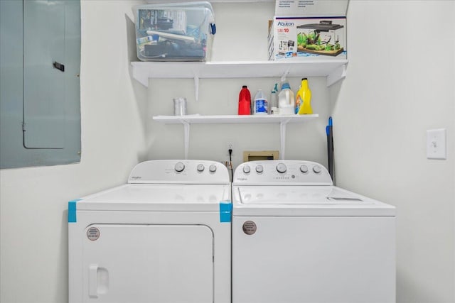 58 Indigo Ln, Goose Creek, SC 29445 - laundry room with electric panel and washing machine and dryer
