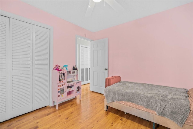 58 Indigo Ln, Goose Creek, SC 29445 - bedroom with light wood-style flooring, a closet, and a ceiling fan