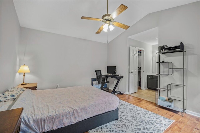 58 Indigo Ln, Goose Creek, SC 29445 - bedroom with lofted ceiling, light wood-style floors, a spacious closet, ceiling fan, and baseboards