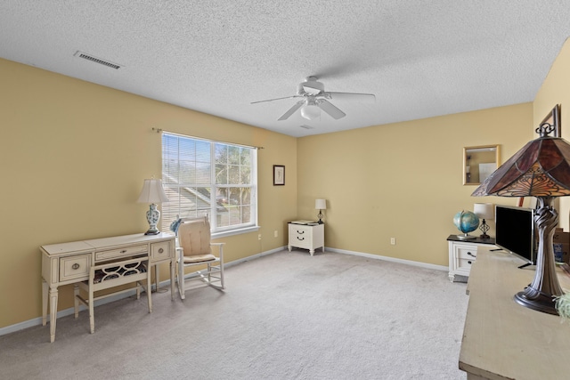 6242 Fieldstone Cir, Charleston, SC 29414 - carpeted office space with a ceiling fan, a textured ceiling, and baseboards