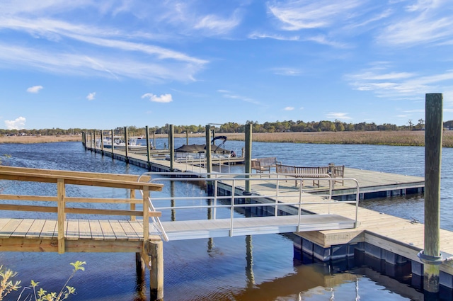 view of dock featuring a water view