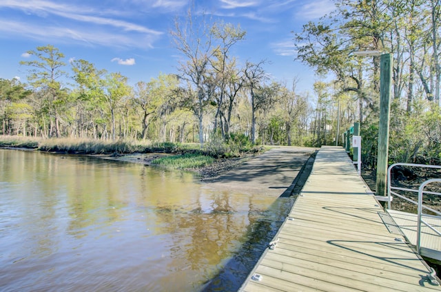 dock area featuring a water view