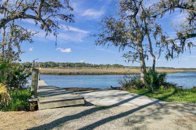 dock area featuring a water view