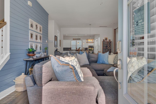 living room featuring wood-type flooring