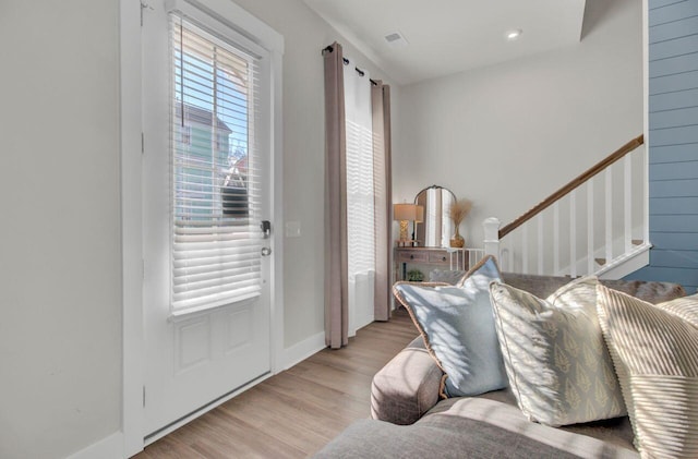 entrance foyer featuring light wood-type flooring