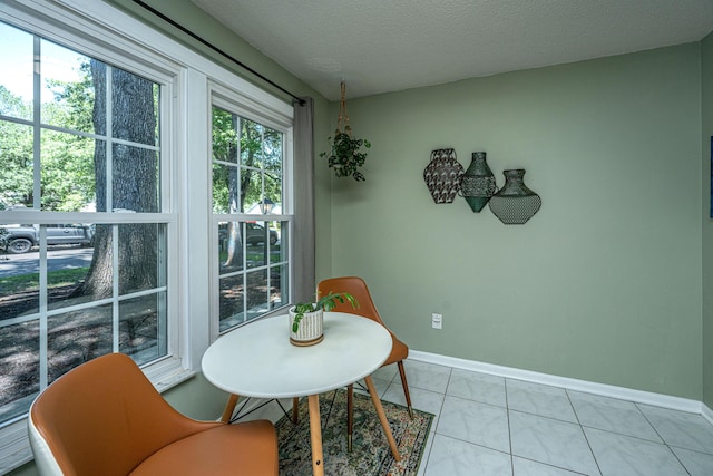 2016 Wild Flower Ln, Charleston, SC 29414 - living area featuring baseboards, light tile patterned flooring, and a textured ceiling