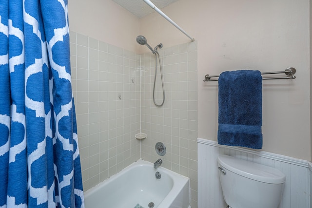 2016 Wild Flower Ln, Charleston, SC 29414 - full bath with shower / bath combination with curtain, wainscoting, and toilet