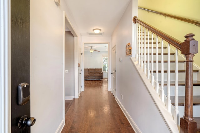 hallway featuring dark hardwood / wood-style floors