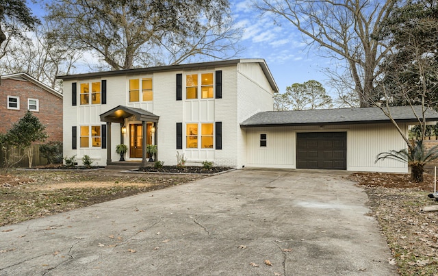 view of front of house with a garage