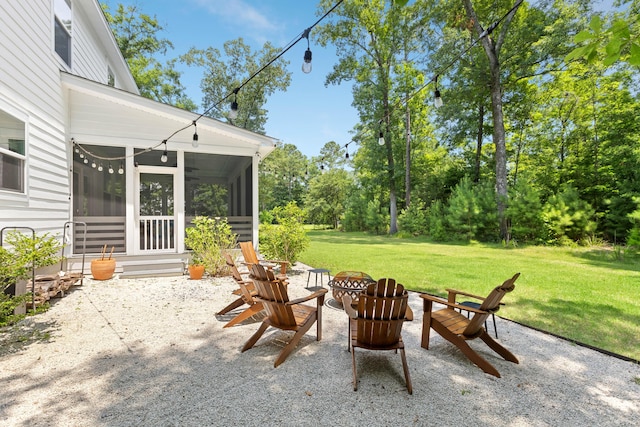 3361 Olivia Marie Ln, Johns Island, SC 29455 - view of patio / terrace featuring a fire pit and a sunroom