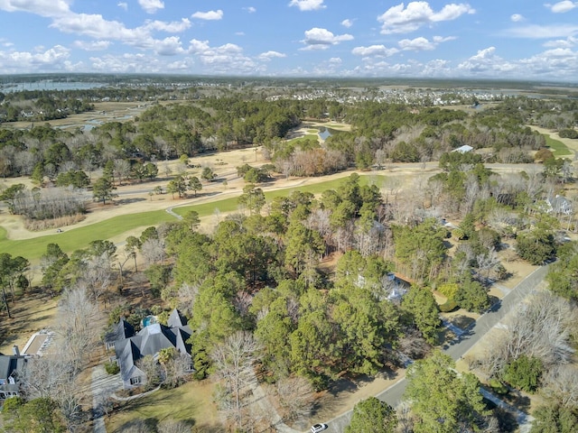 drone / aerial view featuring view of golf course