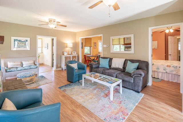 living room featuring light hardwood / wood-style flooring