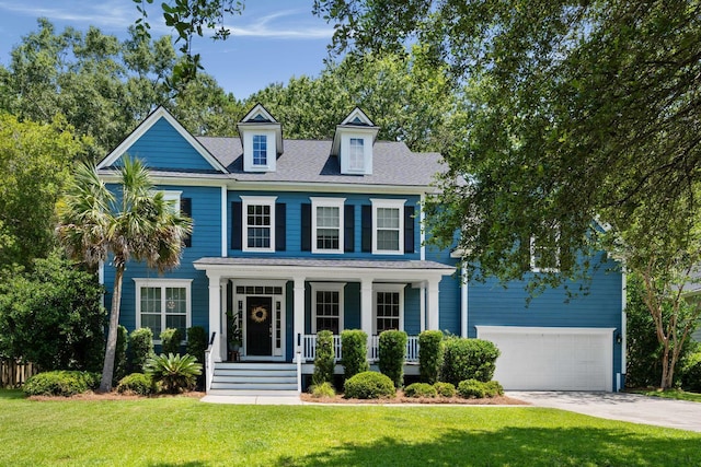 3574 Toomer Kiln Cir, Mount Pleasant, SC 29466 - view of front of property featuring a porch, concrete driveway, an attached garage, and a front yard