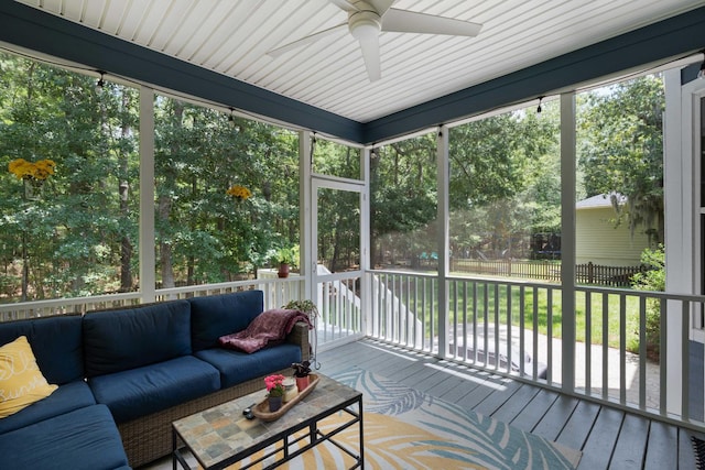 3574 Toomer Kiln Cir, Mount Pleasant, SC 29466 - sunroom featuring an outdoor hangout area, ceiling fan, and plenty of natural light