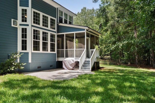 3574 Toomer Kiln Cir, Mount Pleasant, SC 29466 - back of house with crawl space, a sunroom, and a patio
