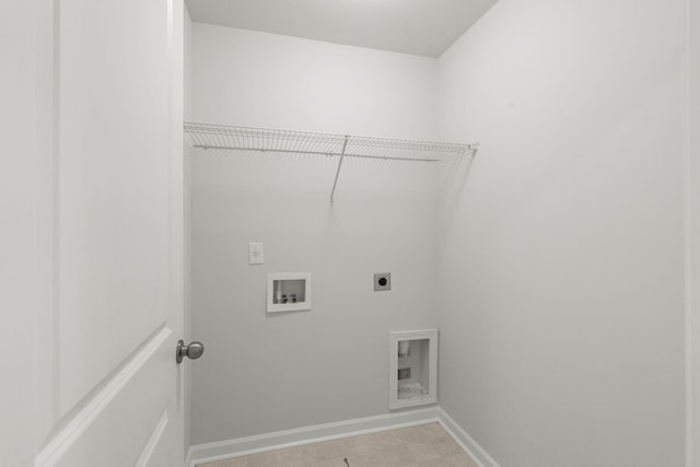 washroom with washer hookup and electric dryer hookup