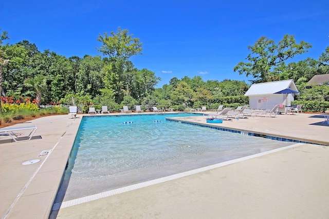 3873 Hanoverian Dr, Mount Pleasant, SC 29429 - community pool featuring a patio area and view of wooded area