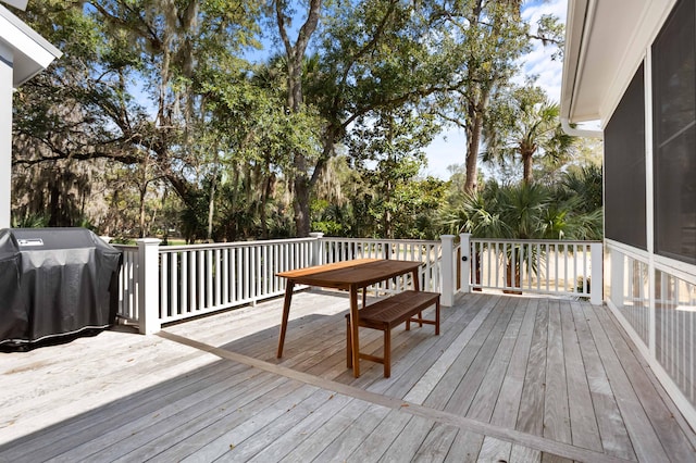 deck featuring grilling area