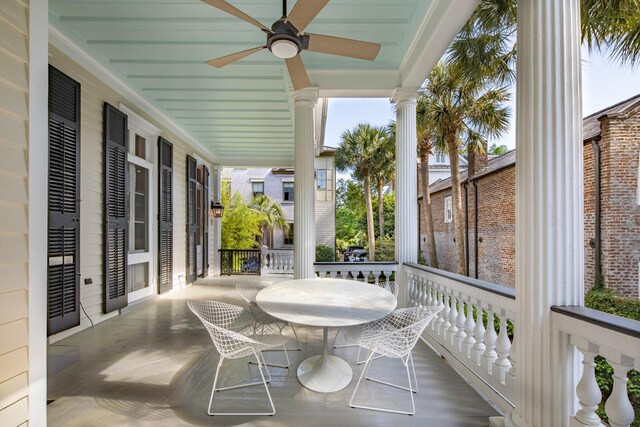 155 Wentworth St Unit A, Charleston, SC 29401 - exterior space with a ceiling fan and covered porch