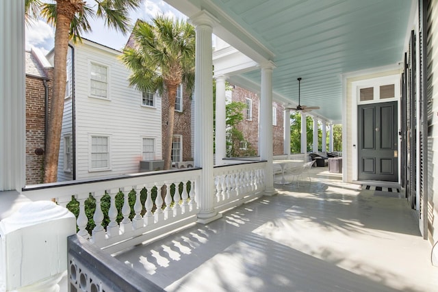 155 Wentworth St Unit A, Charleston, SC 29401 - view of patio / terrace with covered porch and ceiling fan