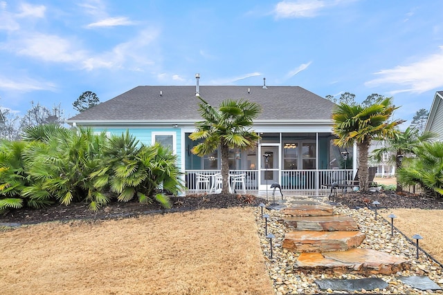 3115 Cross Vine Ln, Summerville, SC 29483 - rear view of property with a sunroom and a shingled roof
