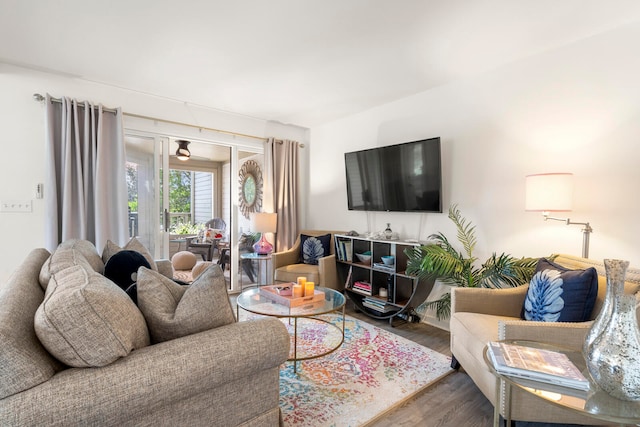 living room featuring hardwood / wood-style flooring