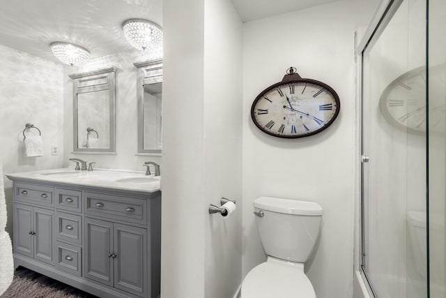 1647 Live Oak Park, Seabrook Island, SC 29455 - bathroom with toilet, a shower with door, and double vanity