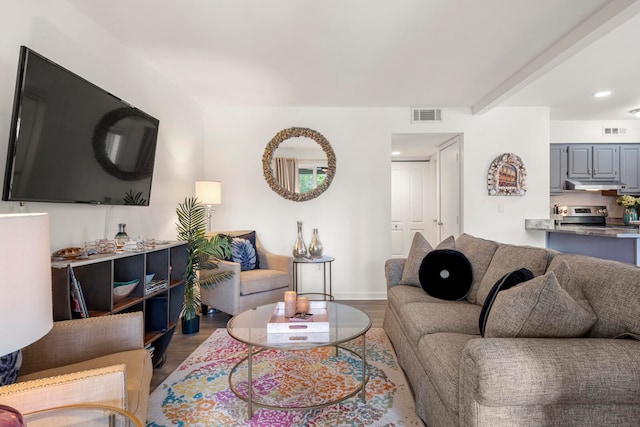 living room with hardwood / wood-style floors