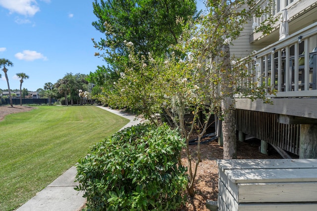 view of yard with a deck