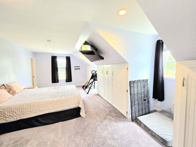 9489 Sidneys Rd, Round O, SC 29474 - bedroom with light carpet, multiple windows, baseboards, lofted ceiling, and recessed lighting