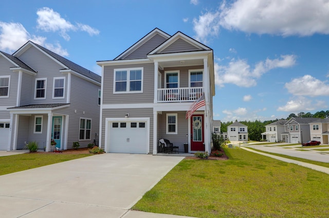 101 Patterson Ave, Goose Creek, SC 29445 - townhome / multi-family property with a front yard, a garage, a balcony, and concrete driveway