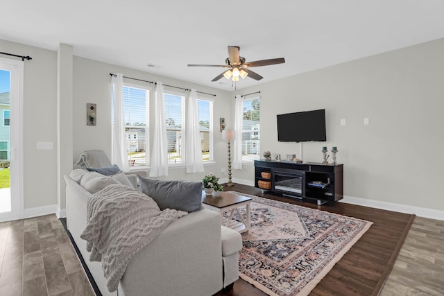 101 Patterson Ave, Goose Creek, SC 29445 - living room with ceiling fan and wood finished floors