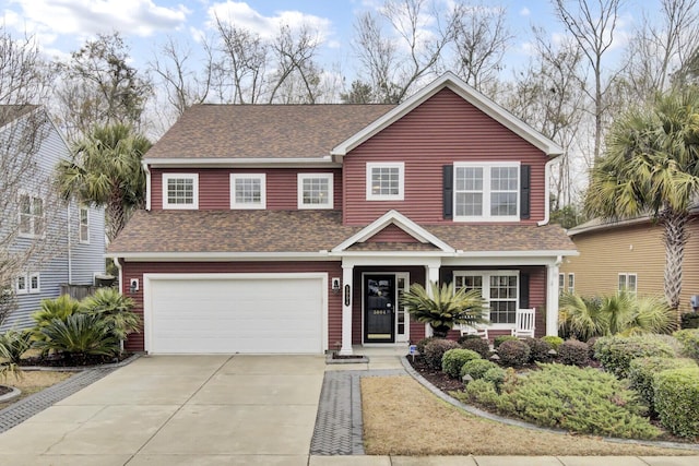 view of front of property featuring a garage