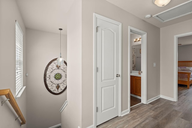 hall featuring hardwood / wood-style flooring