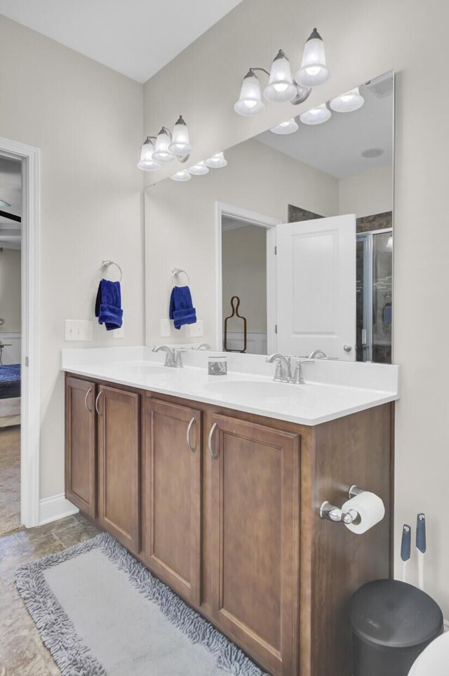 308 Legendres Dr, Goose Creek, SC 29445 - full bathroom featuring double vanity and a shower with door