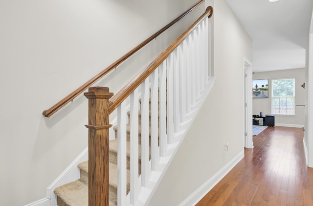 308 Legendres Dr, Goose Creek, SC 29445 - stairway featuring hardwood / wood-style flooring and baseboards
