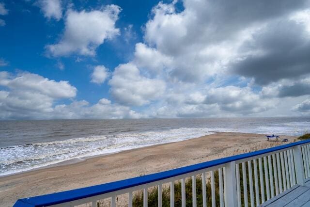 view of water feature with a view of the beach