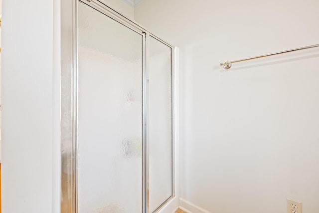 bathroom with a stall shower
