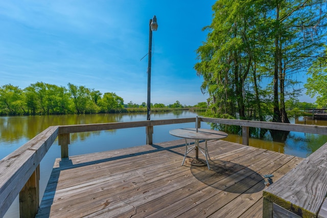 dock area featuring a water view