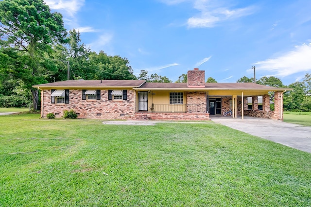 1144 Old Mill Rd, Saint Stephen, SC 29479 - single story home with a carport, a front yard, and covered porch